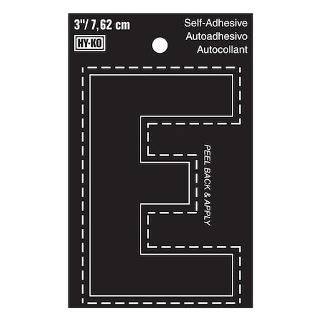 Hy-Ko 3In Black Vinyl Letter E, 10PK A30415